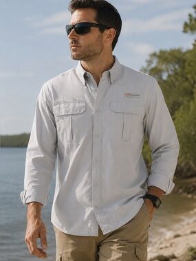 Kings River UPF 40+ Long Sleeve Fishing Shirt NWT Size L Gray